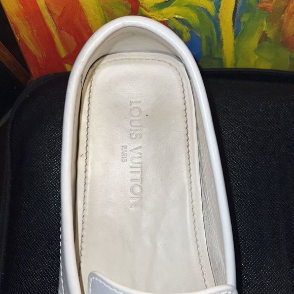 COPY - Authentic Louis Vuitton white leather loafer with silver toned hardwareS… main image 5